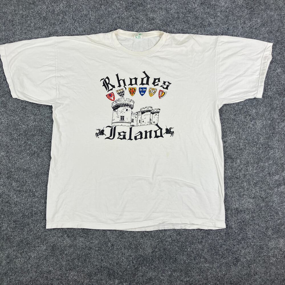 Rhodes Islands Graphic T-Shirt Mens‎ X-Large White Castle Vintage - Picture 2 of 7